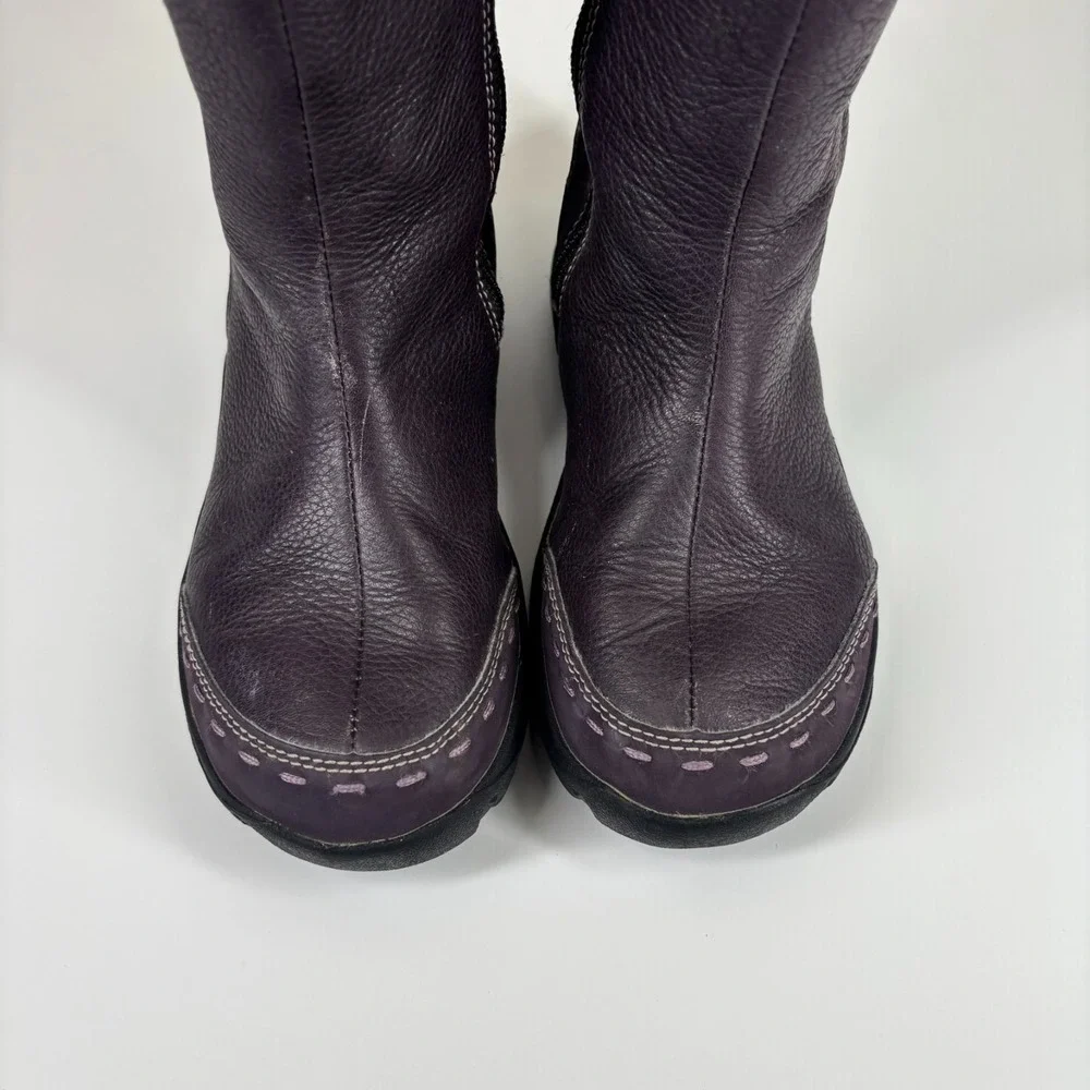 KEEN Darby Boots Kids Youth US 3 Sweet Grape Purple Plaid Leather Mid-Calf Boots